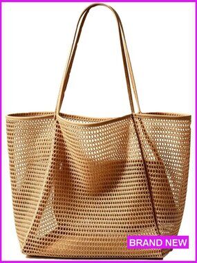 Mesh Beach Tote Bag Large Capacity Breathable Summer Boho Travel Pool Bag
